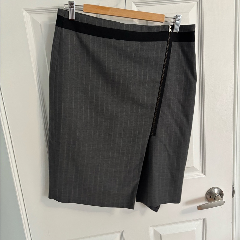 Gerard Darel Charcoal Pinstripe Pencil Skirt